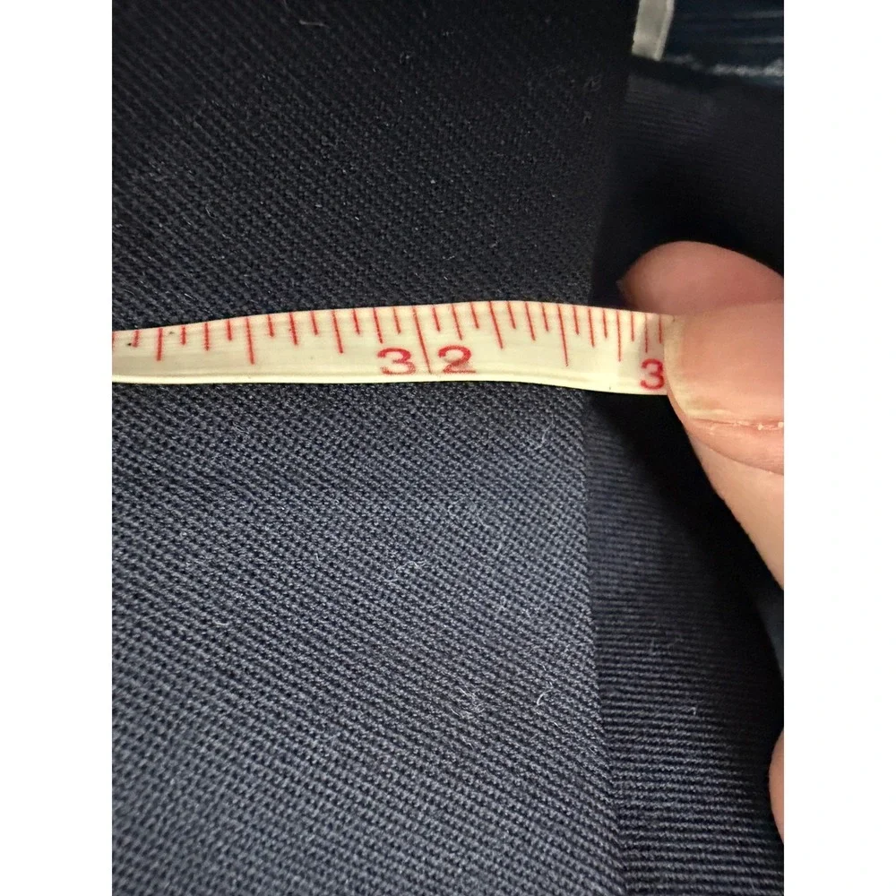 Vintage Lands End Mens Navy Blue Wool Blend Pleated Dress Pants Made in US 35x32